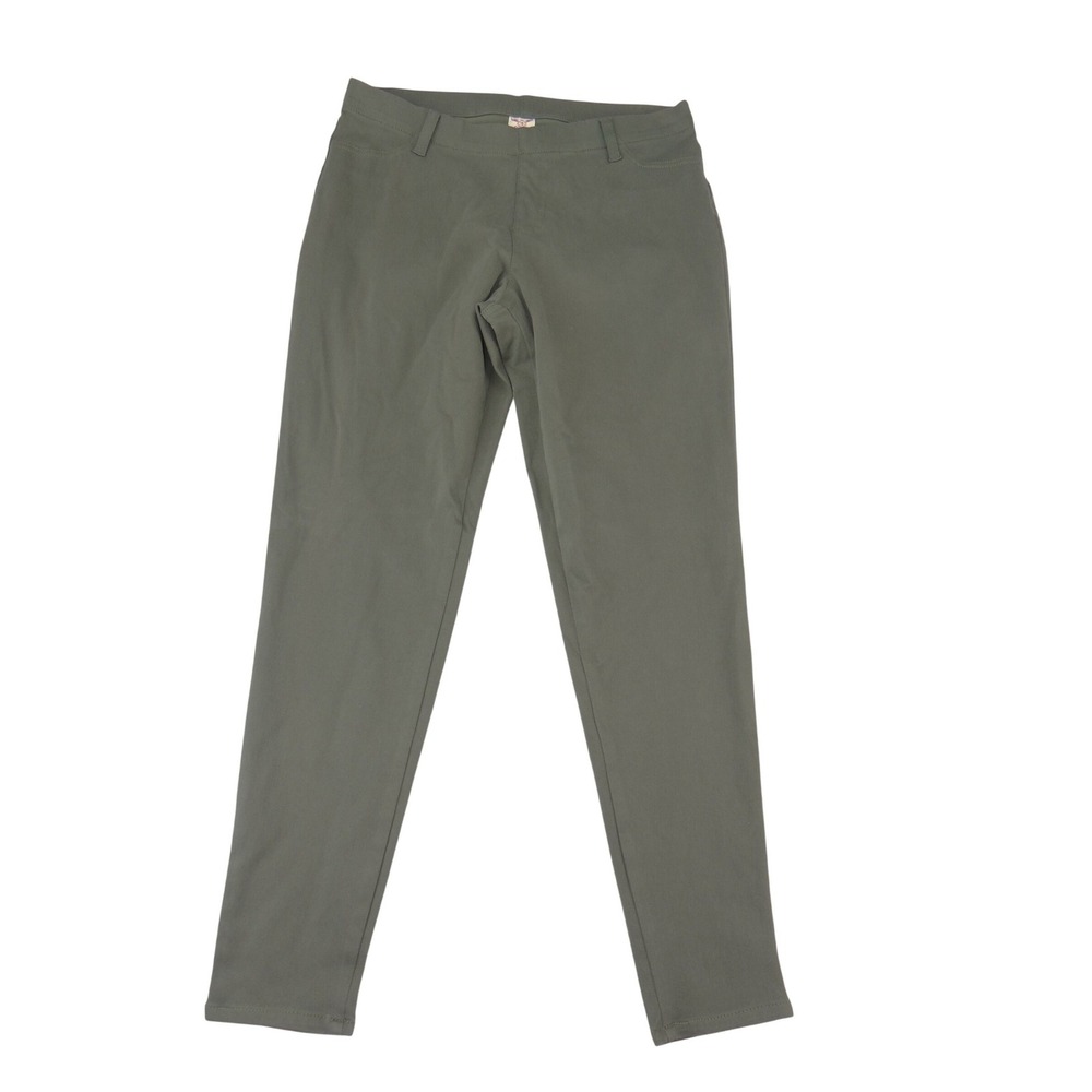 Faded Glory Womens Olive Green Skinny Pull On Pants Size L 12-14 Stretch 3359